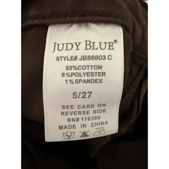 Judy Blue Women's High-Rise Espresso Brown Garment Dyed Flare Jeans Raw Hem 5/27 - Picture 9 of 11